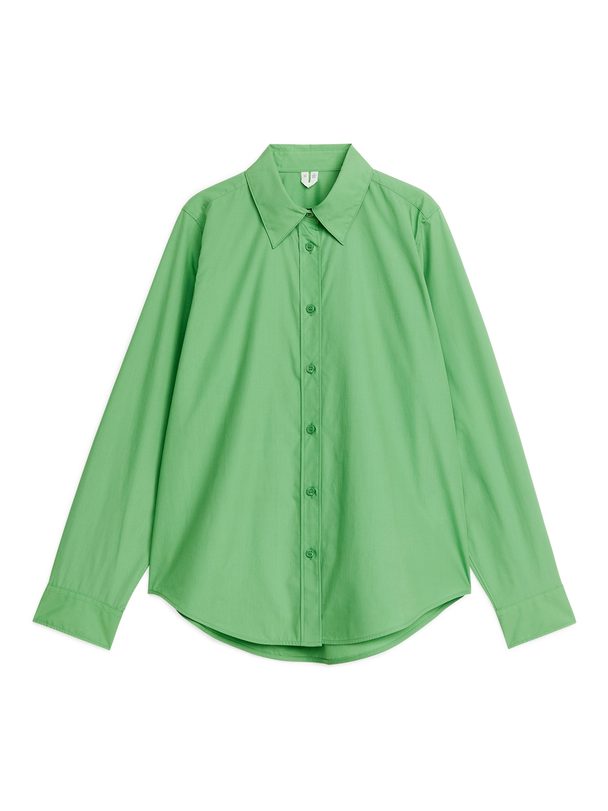 Arket Poplin-skjorte I Et Lige Snit Grøn