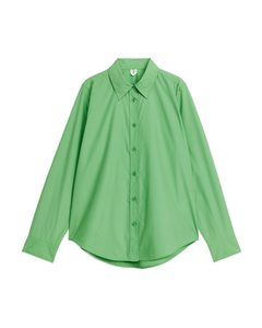 Poplin-skjorte I Et Lige Snit Grøn