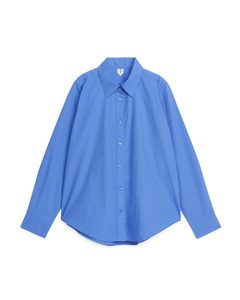Recht Overhemd Van Popeline Blauw