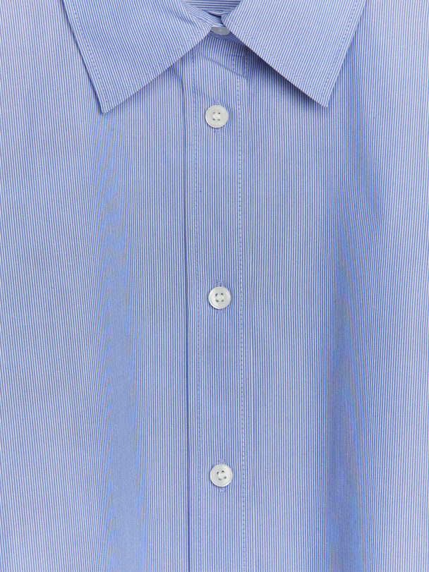 ARKET Straight Cut Poplin Shirt Blue/white Stripe