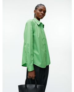 Poplin-skjorte I Et Lige Snit Grøn