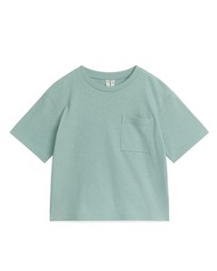 Legeres T-Shirt aus Leinenmix Gedecktes Mintgrün