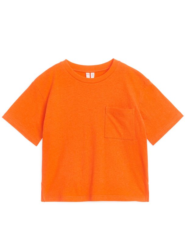 ARKET Loose Fit Linnen Blend T-shirt Orange