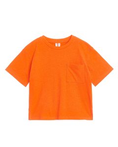 Loose Fit Linnen Blend T-shirt Orange