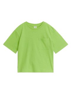 Legeres T-Shirt aus Leinenmix Limettengrün