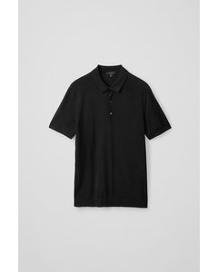 Short-sleeved Knitted Polo Black