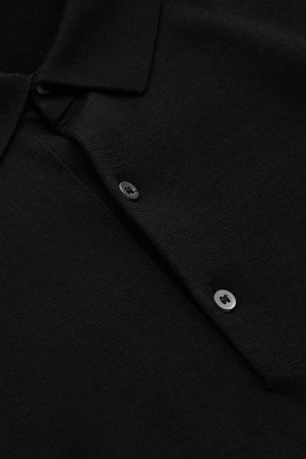 COS Short-sleeved Knitted Polo Black