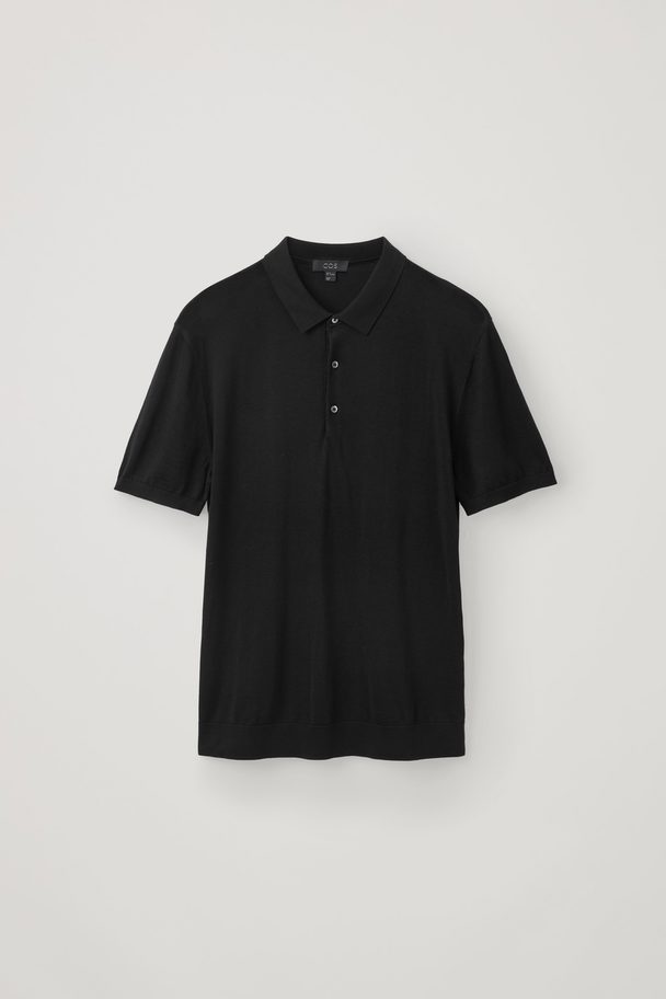 COS Short-sleeved Knitted Polo Black
