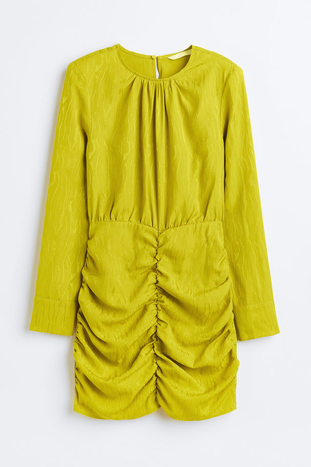 H&M Kleid mit Raffungen Gelb