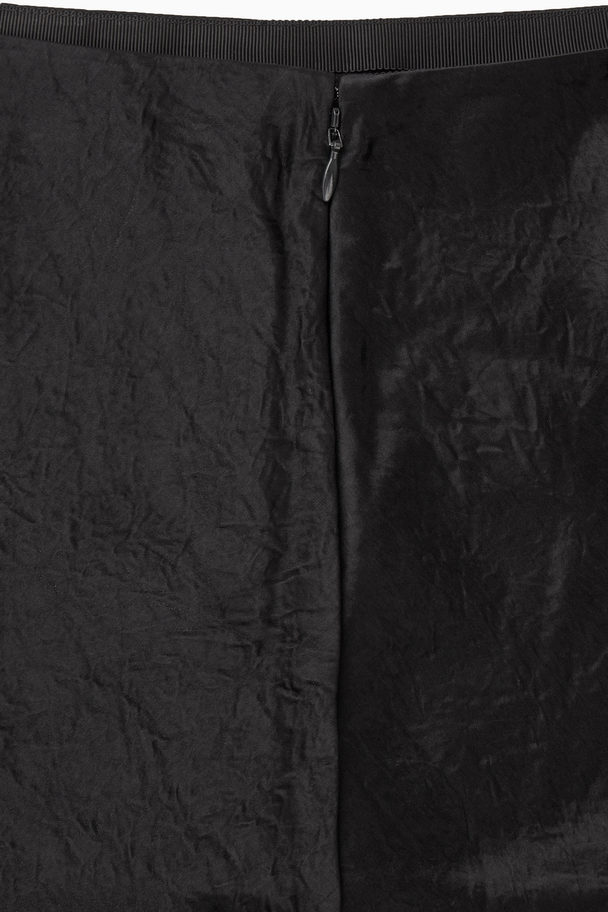 COS Crinkled-satin Maxi Skirt Black