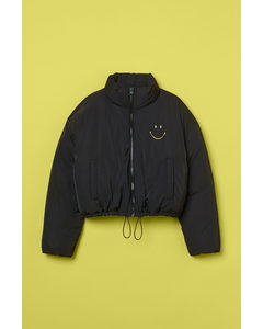 H&M+ Kurzes Puffer Jacket Schwarz/Smiley®