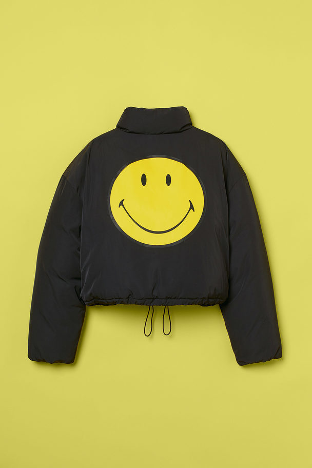 H&M H&M+ Kurzes Puffer Jacket Schwarz/Smiley®