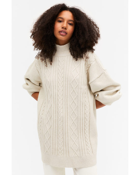 Monki Long Sleeve Knit Sweater Off-white Knit