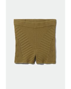 Mixed Crochet Hotpants Khaki Green