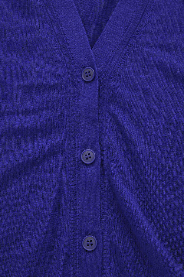 COS V-neck Linen Cardigan Blue