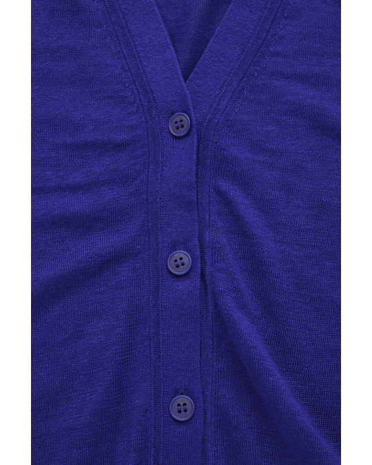 COS V-neck Linen Cardigan Blue