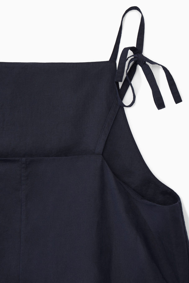 COS Tie-detail Linen Jumpsuit Navy