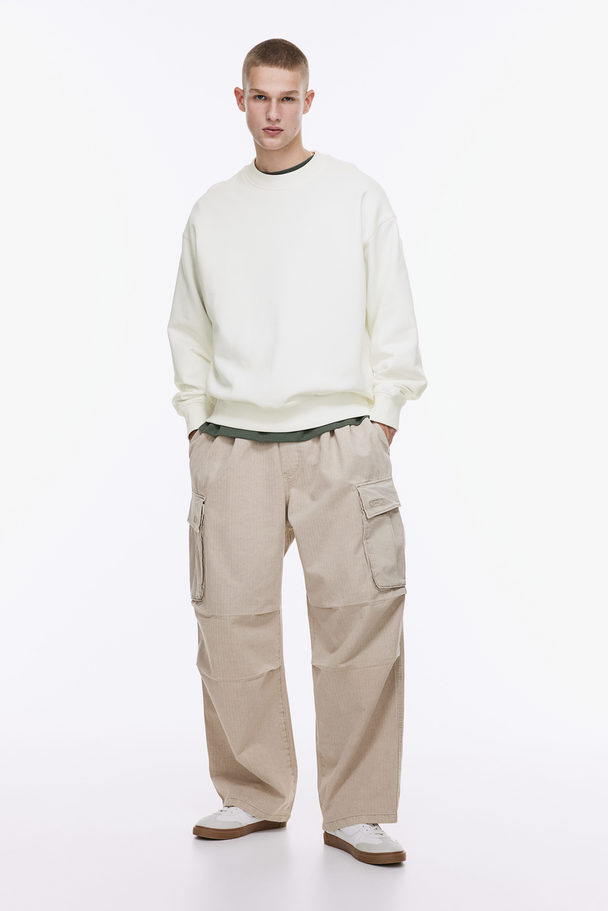 H&M Baumwollsweatshirt Oversized Fit Weiß