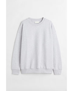 Oversized Fit Cotton Sweatshirt Light Grey Marl
