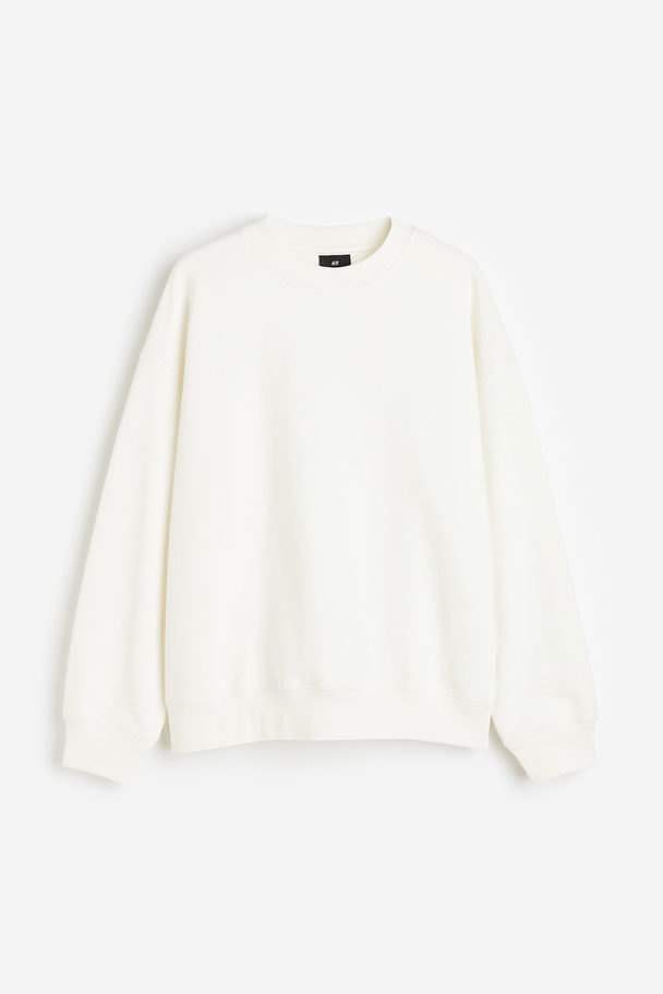H&M Baumwollsweatshirt Oversized Fit Weiß