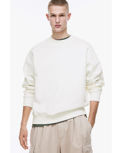 Sweatshirt I Bomuld Oversized Fit Hvid