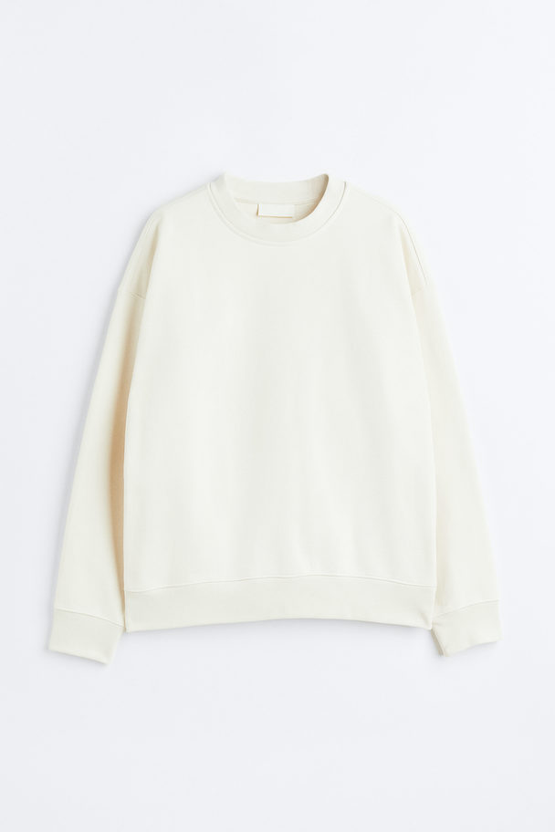 H&M Oversized Fit Cotton Sweatshirt Off-white