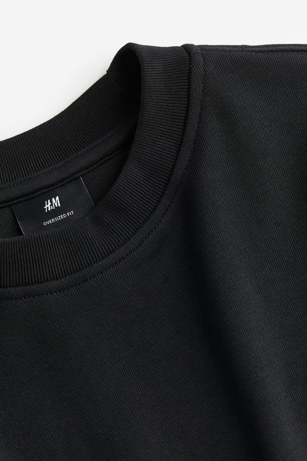 H&M Oversized Fit Cotton Sweatshirt Black