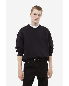 Katoenen Sweater - Oversized Fit Zwart