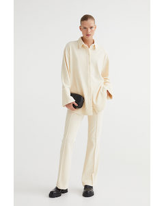 Ribbed Velour Trousers Cream