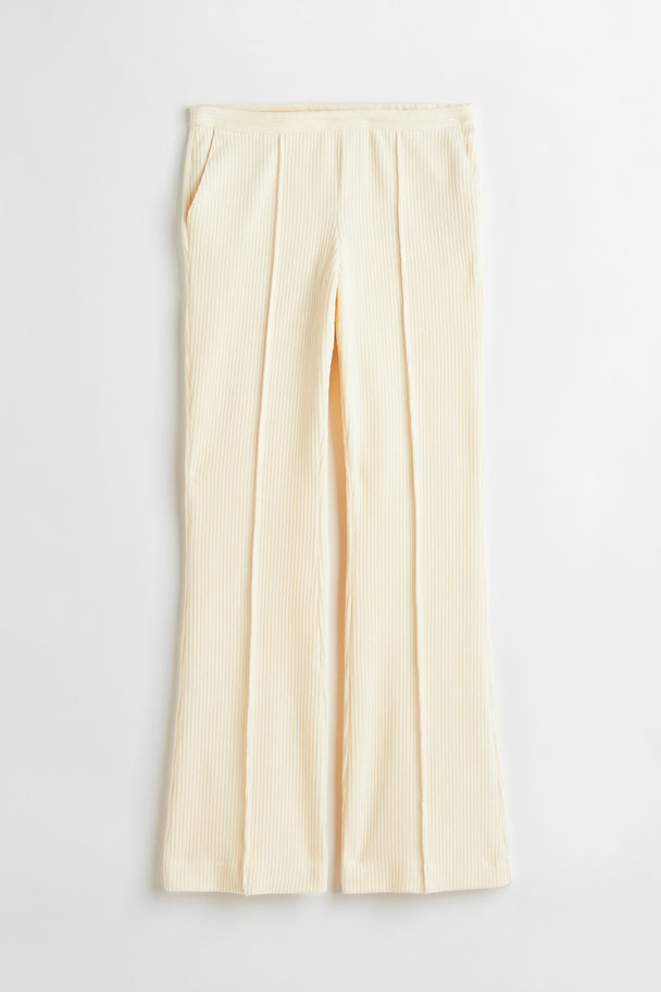 H&M Ribbed Velour Trousers Cream