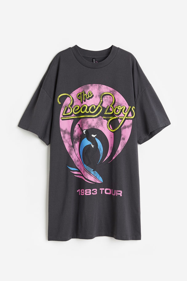 H&M T-Shirt-Kleid mit Frontmotiv Dunkelgrau/The Beach Boys