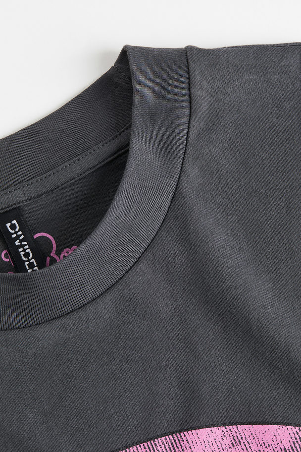 H&M Motif-front T-shirt Dress Dark Grey/the Beach Boys