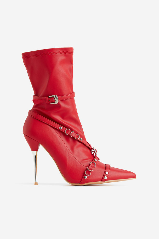 Public Desire Joyride Heeled Ankle Boot Red Pu