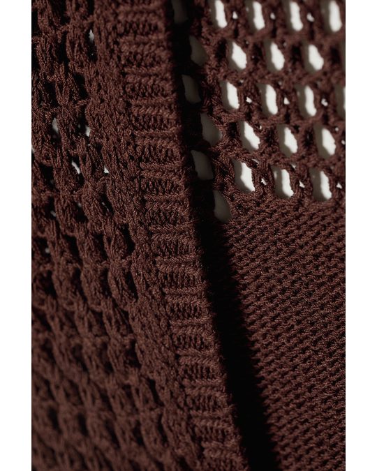 Weekday Mixed Knitted Crochet Dress Brown Dark