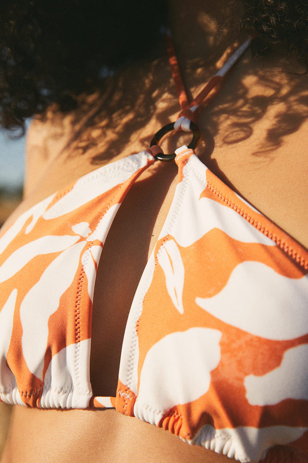 H&M Padded Halterneck Bikini Top Orange/patterned