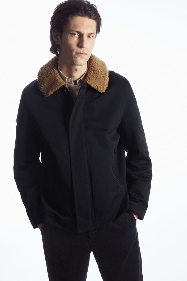 COS Convertible Teddy-lined Jacket Navy / Brown
