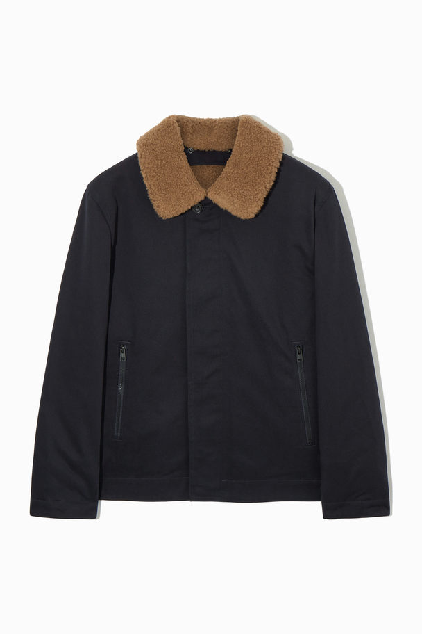 COS Convertible Teddy-lined Jacket Navy / Brown