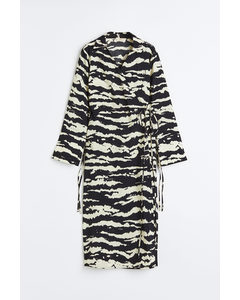 Collared Wrap Dress Black/tiger-striped