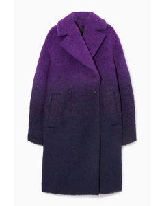 Ombré Double-breasted Fuzzy Coat Purple / Navy