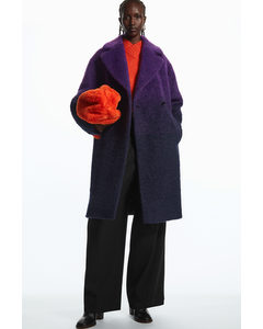 Ombré Double-breasted Fuzzy Coat Purple / Navy