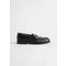 Crystal Buckled Leather Loafers Black