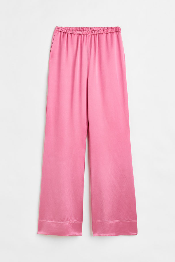 H&M Silk-blend Trousers Pink