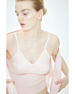 Scallop-edged Rib-knit Vest Top Light Pink
