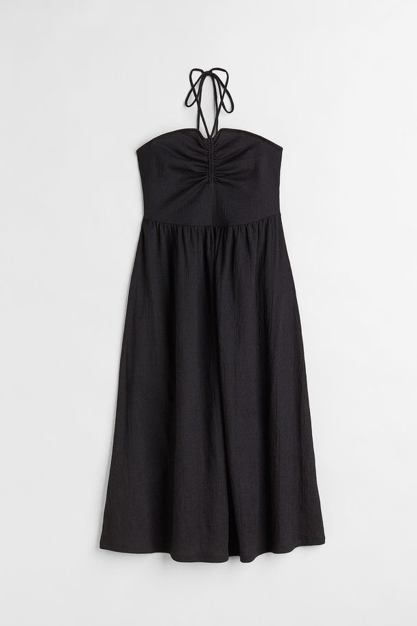 H&M Krinklet Halterneck-kjole Sort