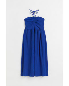 Crinkled Halterneck Dress Cornflower Blue