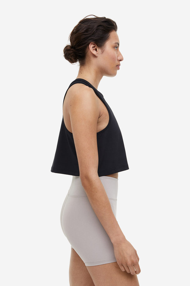 H&M 2-pack Drymove™ Cropped Sports Vest Tops Black/white