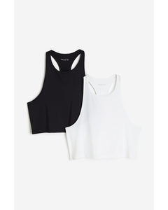 2-pack Drymove™ Cropped Sports Vest Tops Black/white