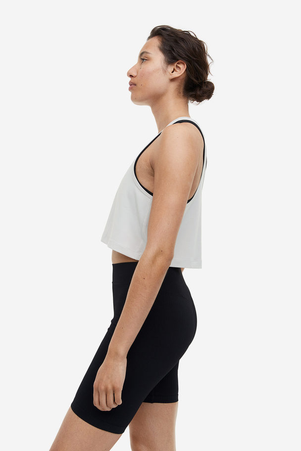H&M 2-pack Drymove™ Cropped Sports Vest Tops Light Grey/pigeon Blue