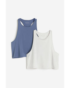 2-pack Drymove™ Cropped Sports Vest Tops Light Grey/pigeon Blue