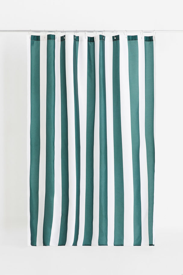 H&M HOME Striped Shower Curtain Dark Green/striped